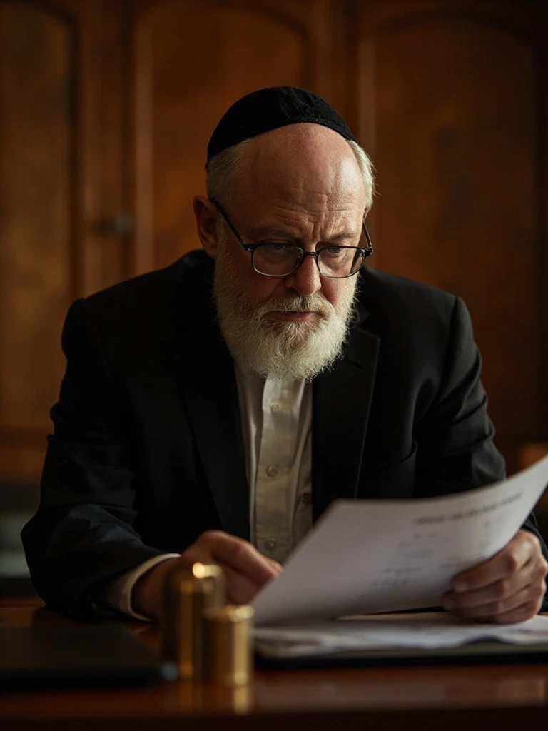 A rabbi reviewing yahrtzeit notifications