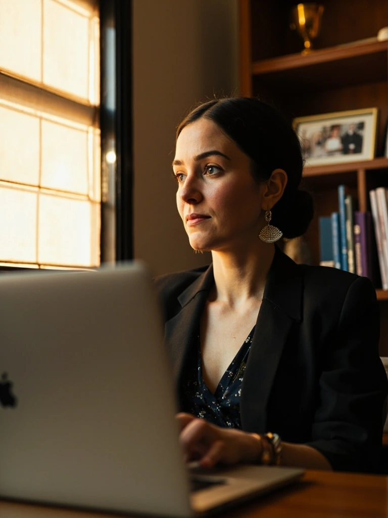 A synagogue membership coordinator at her workstation